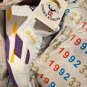 Ewing Athletics Men's White, Purple, and Yellow Sneakers